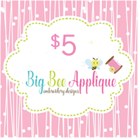 Big Bee Applique $5.00 Gift Certificate