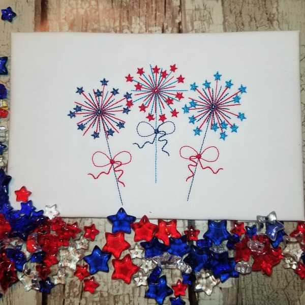 Fourth of July Sparklers Machine Applique Design - Digital Download