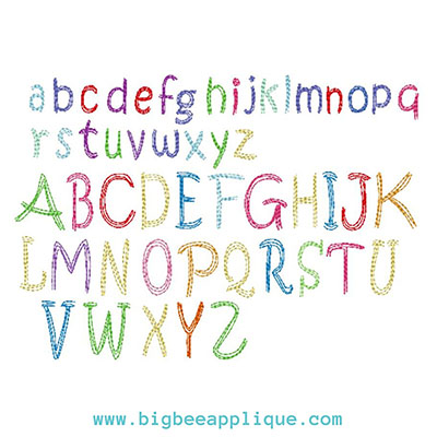 Scribble Embroidery Font Set In Uppercase And Lowercase Letters